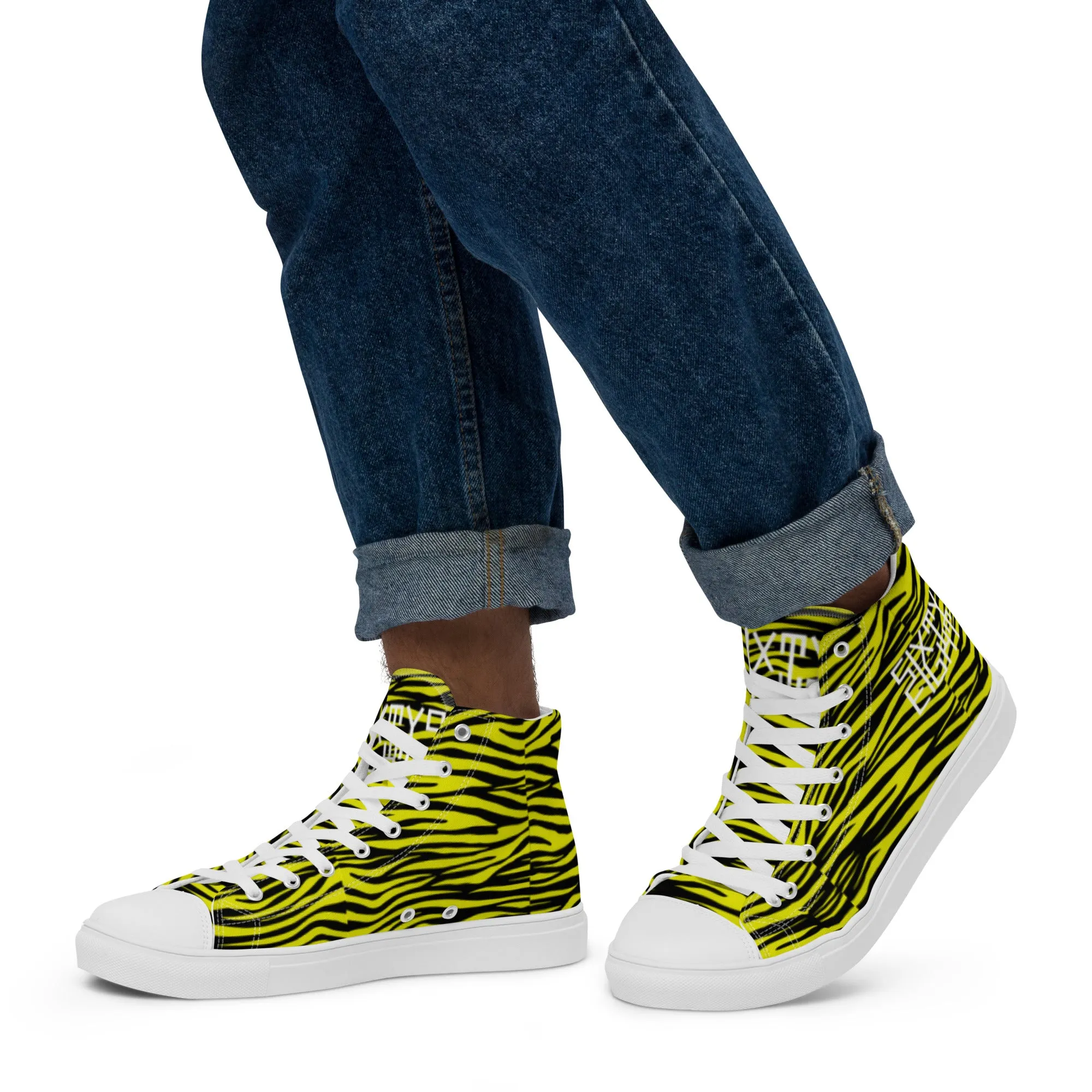 Sixty Eight 93 Logo White Zebra Black Lemonade Men's High Top Shoes