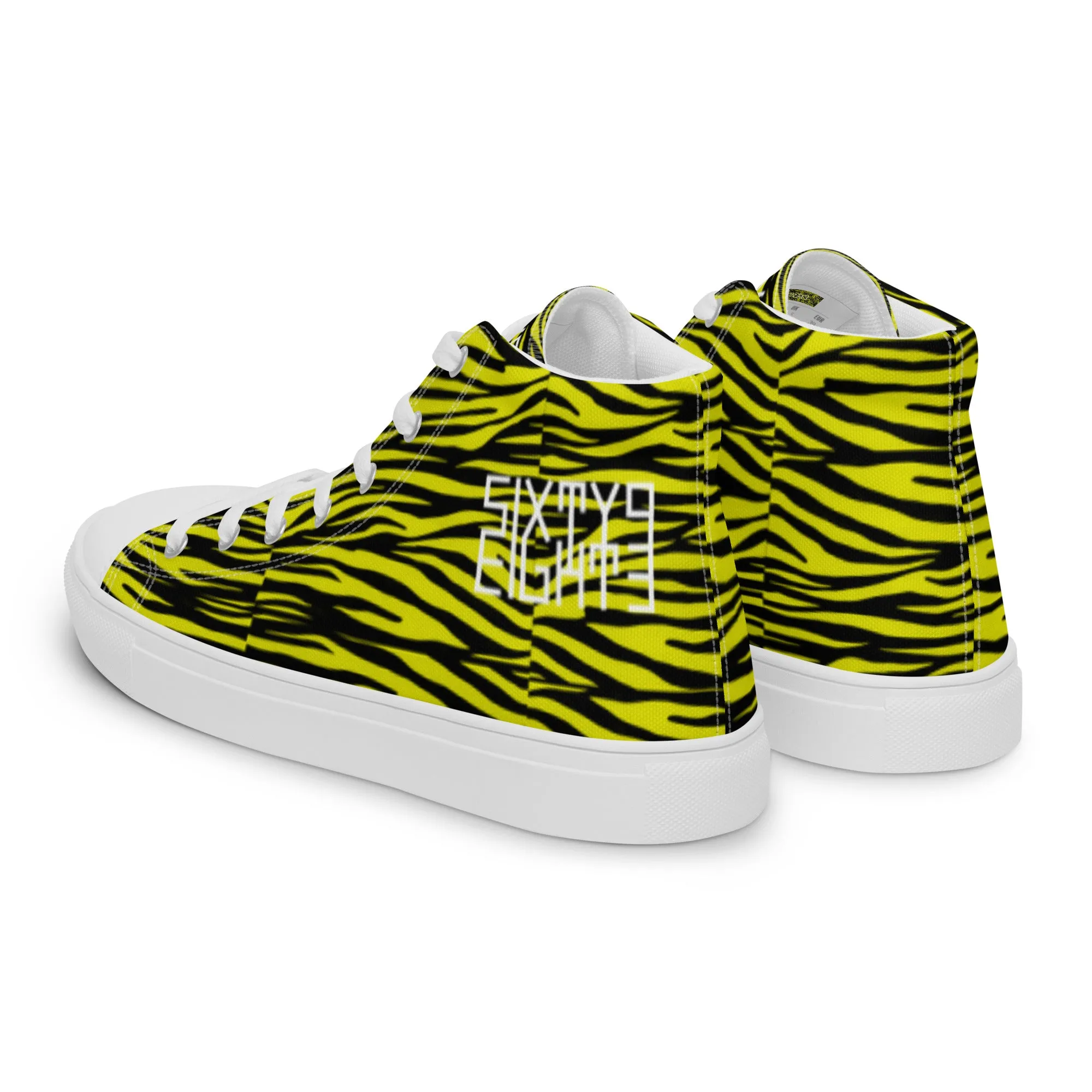 Sixty Eight 93 Logo White Zebra Black Lemonade Men's High Top Shoes