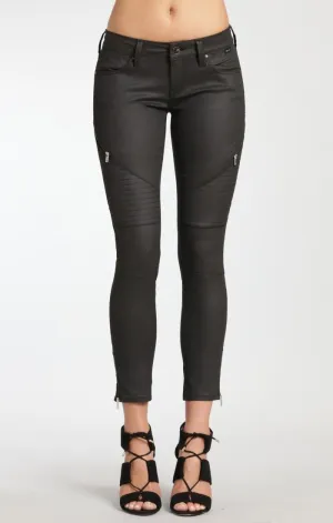 VICTORIA ZIP SKINNY IN BLACK GOLD JEATHER