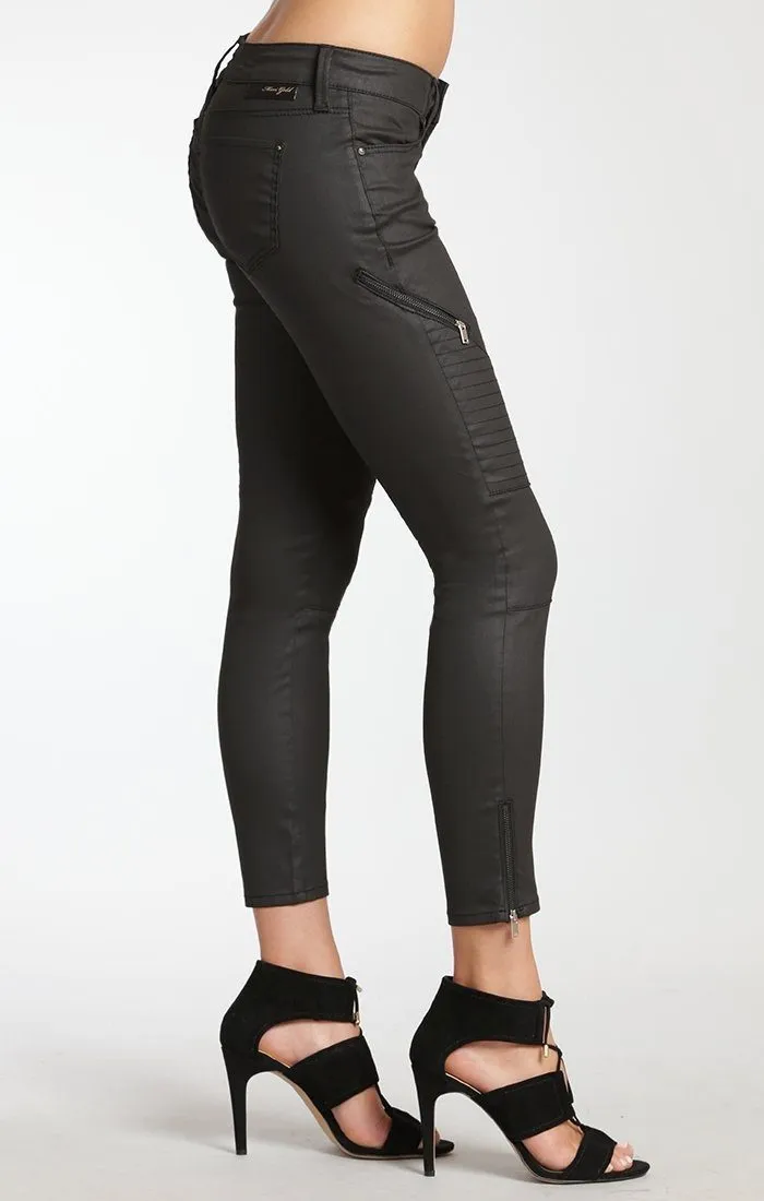 VICTORIA ZIP SKINNY IN BLACK GOLD JEATHER