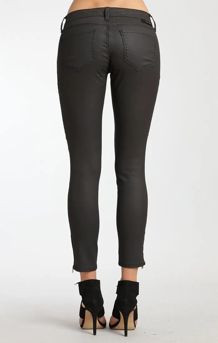 VICTORIA ZIP SKINNY IN BLACK GOLD JEATHER