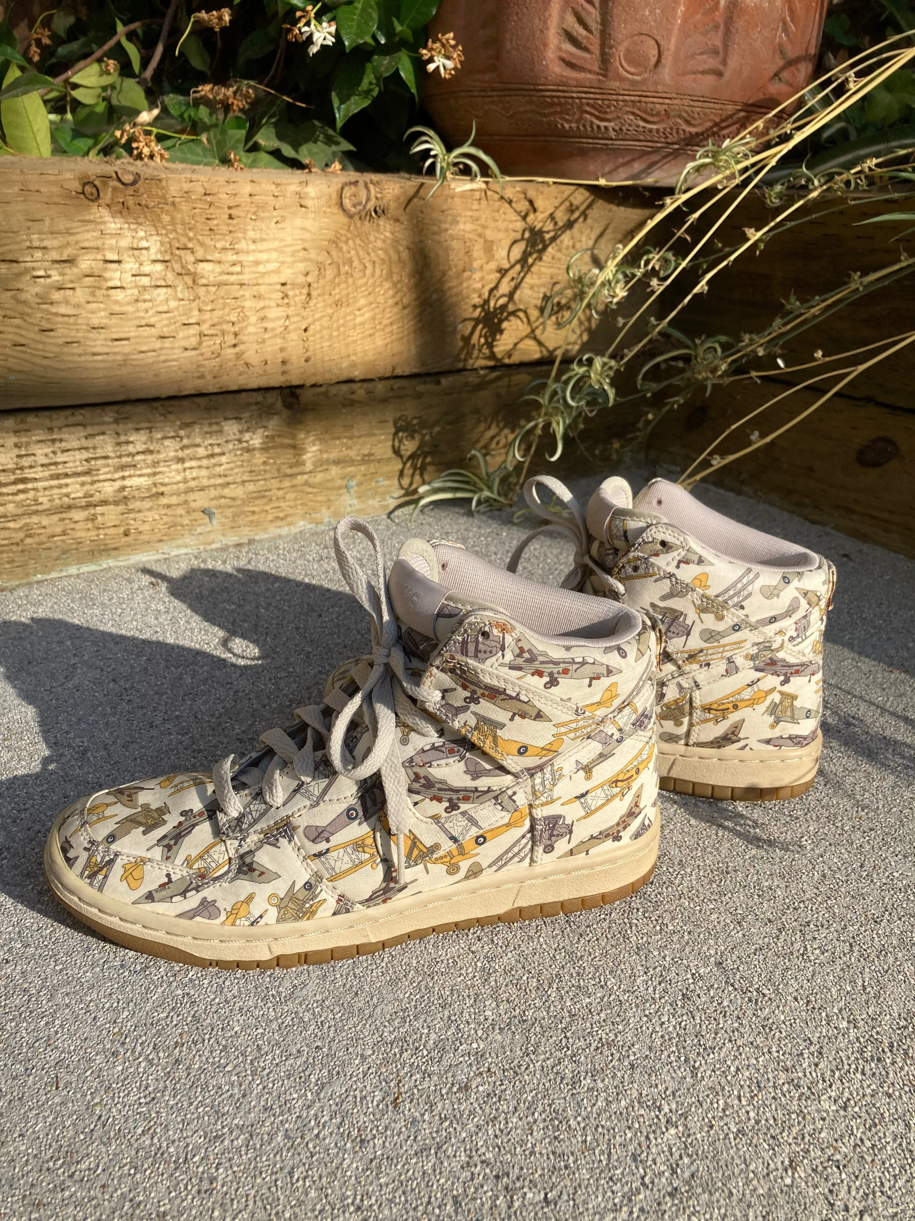 Vintage Liberty Print Airplanes Nike Dunk Sky High Tops