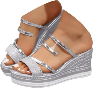 Women's Wedge Sandals Thick Sole Casual Thick Sole Fish Mouth Fashionable All Women's Shoes High Wedge Sandals for Women Wide Width Low Heel Wedding Party Dress Shoes